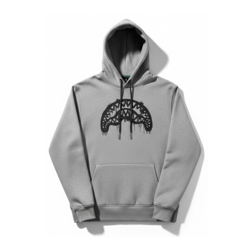 Sprayground Gray Hoodie with Black Graphic